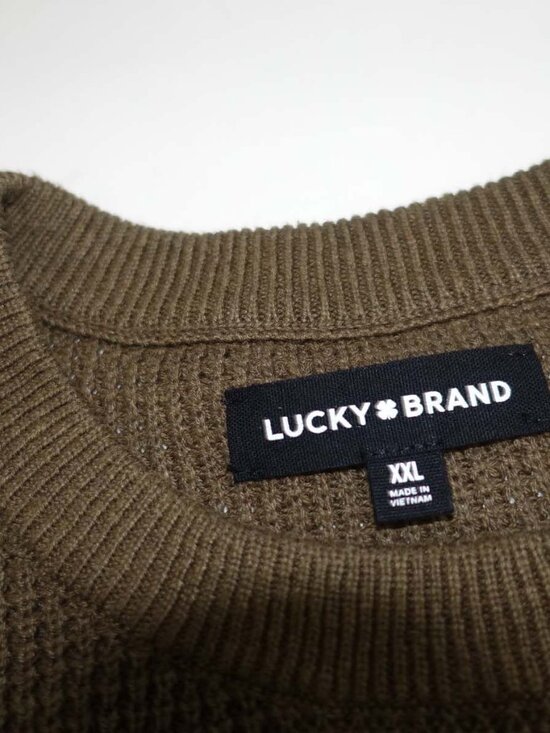 Lucky Brand Men's Waffle Crewneck Sweater Size XXL NWT Green Cotton Linen 2XL - Picture 4 of 9